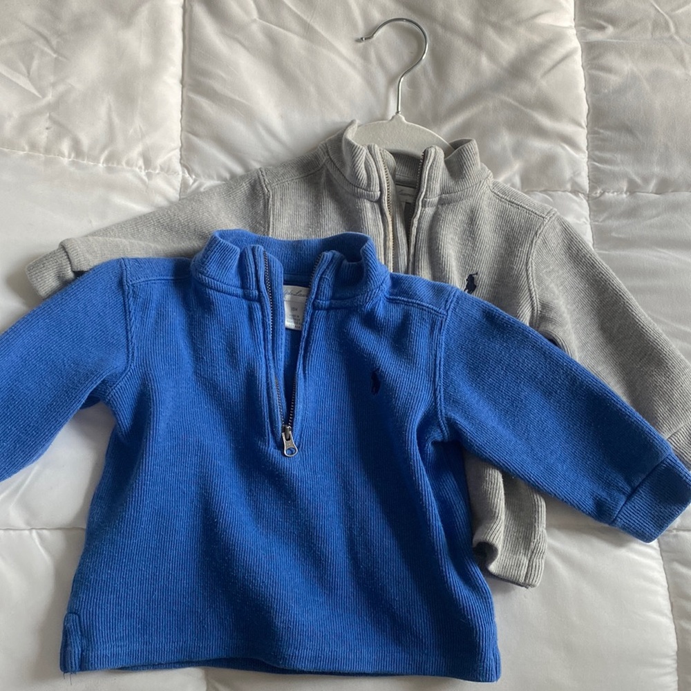 2 baby boy 18 M Ralph Lauren quarter zip sweaters
